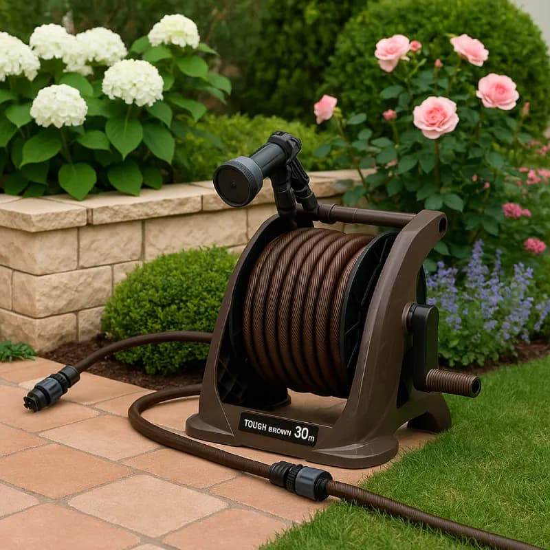 Bộ cuộn ống tưới cây 30m Tough Brown Takagi R330TBR